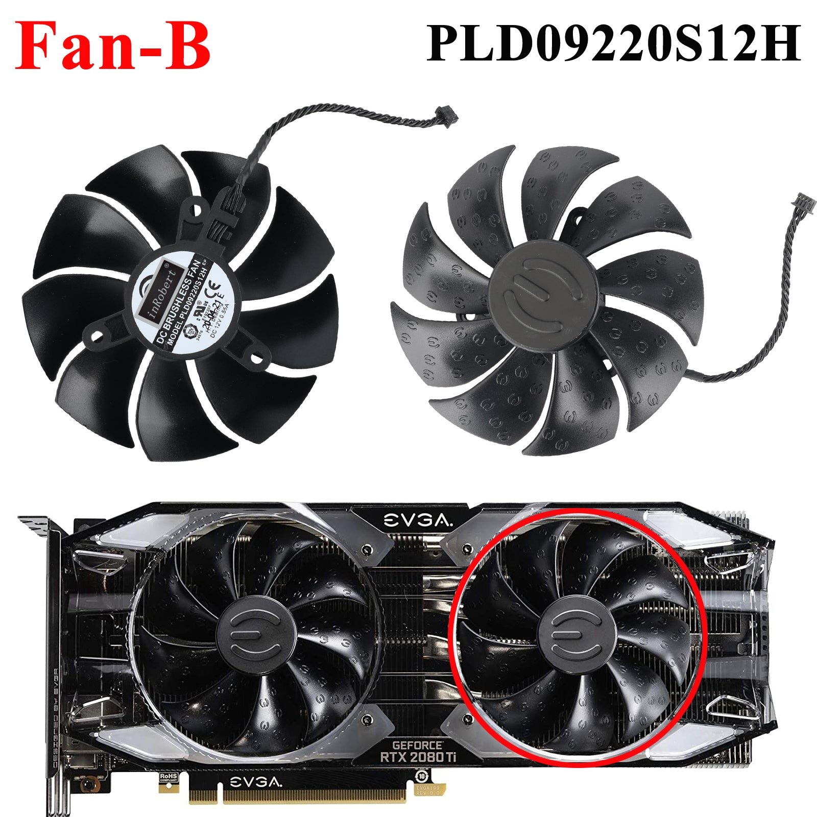 87mm PLD09220S12H 12V 0.55A GPU Cooling Fan For EVGA RTX